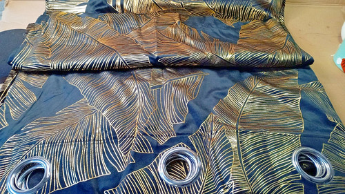 Curtains velvet gold leaf - velvet,