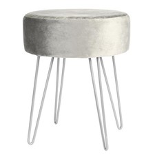 Round Velvet Footstool Ottoman