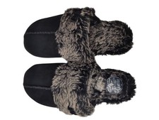 NEW Ladies Black M&S SUEDE Warm Fur Slip On Mule Bedroom Slippers UK 5 CG E20