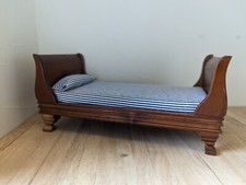 Single sleigh style bed wood 1:12th scale dolls house furniture victorian  UH