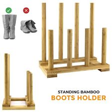 Bamboo Wellington Boot Rack 4 Pair Wellie Welly Holder Stand Boot Storage