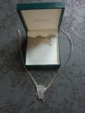 Ernest Jones Custom Silver Diamond Women’s Necklace Ear rings With Original Box