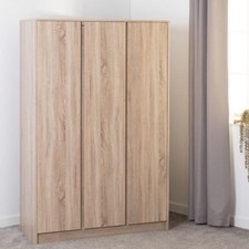 Malvern Sonoma Oak 3 Door Triple Wardrobe Bedroom Storage Furniture
