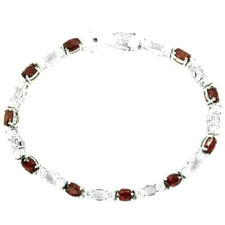 Silver Bracelet Ruby Genuine Natural Mined Gems Solid Sterling 7 1/4 Inches