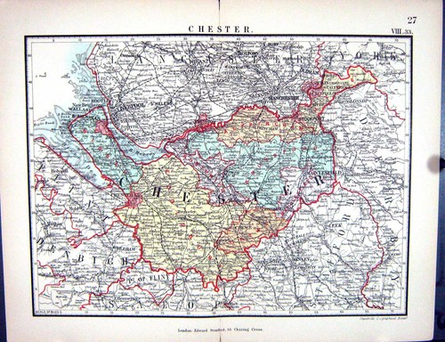 Old stanford map 1885 england - old,