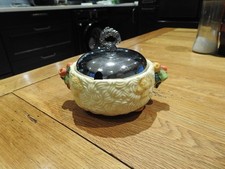 Clarice Cliff Celtic Harvest Sugar Bowl w/ Chrome Lid