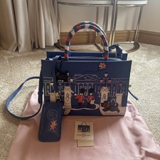 Radley Jubilee Queen Elizabeth Platinum Royal Blue Picture Bag. Leather
