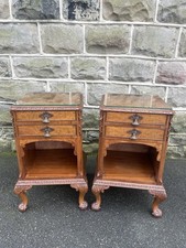 Pair Antique Burr Walnut