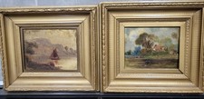 2 x 19th CENTURY ANTIQUE OIL