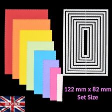 Nest of 8 Rectangle Stitch Patterned Metal Cutting Dies, Card Making, Crafts E3