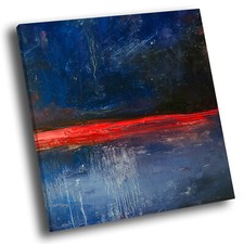 Blue Red Retro Cool Square Abstract Photo Canvas Wall Art Large Picture Prints