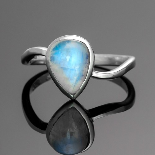 Moonstone pear ring - moonstone, 925