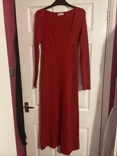 Mango Red Long Sleeve Maxi Dress Size  M/L  Size 14 Ideal Fit