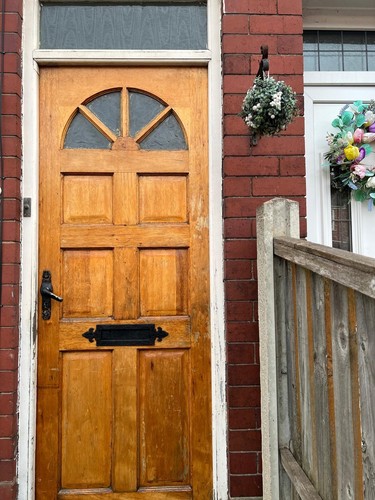 Wooden front door - front,