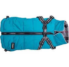 Dog Waterproof & Fleece Lined Winter Coat with Integrated Harness Turquoise XS