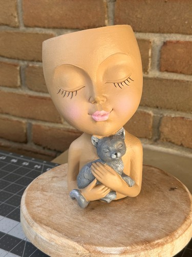 Woman head planter cute - head,