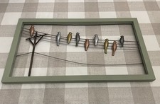 Wall Art Metal Birds On A Wire Sage Green Frame Metallic Birds And Wire