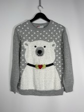 CHRISTMAS POLAR BEAR Jumper - Small - Grey - Great Condition - Women’s