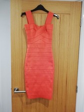 New Look coral body-con bandage dress, size 8-10