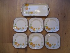 Burleigh Ware 'Golden Gleam' Sandwich Tray and Six Plates