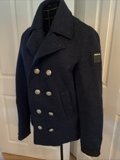 Replay Coat Small New with Tags Navy Blue Wool Mix Double Breasted