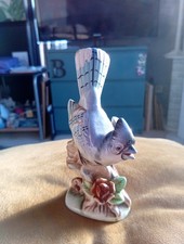 Vintage Kitsch Porcelain Blue Jay Bird Figure