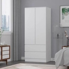 2 Door 2 Drawer Wardrobe Combination Scandinavian Bedroom Storage - Matt