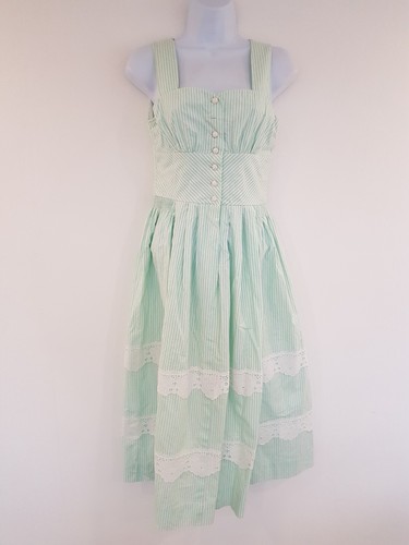 Vintage dress midi green white - green,