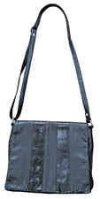 Black Real Leather Shoulder Bag with Multi Pockets and Flap. Free Delivery
