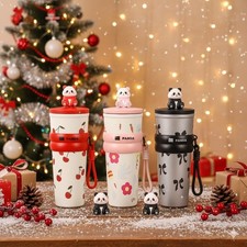 Travel Thermal Stainless Steel Insulated Coffee Mug Cute Panda 700ml Leakproof