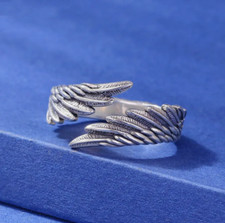 925 Sterling Silver Vintage Angel Wing Adjustable Ring Womens Jewellery Gift UK