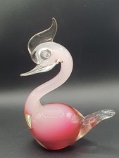 Vintage Murano (likely Oball) 9.5" mouth blown glass swan figurine