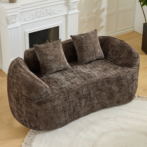 Brown chenille seater - chenille, 2-seater