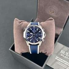 Bulova Marine Star 96B287 Blue Dial-Blue Silicone Strap Men's Quartz Watch 43mm