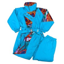 Vintage Snow Bird Ski Suit One Piece Snow Suit 90s Retro Blue Kids 9-10 Years