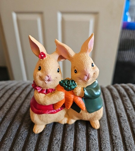 Rabbits with carrots ceramic - rabbits,