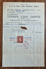 1956 Todd’s Lino Depot Mill Lane Reading Flooring Invoice