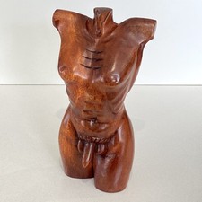 Male Bust Torso Statue Wooden