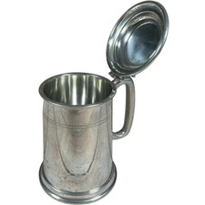 Vintage EPNS Silver Plated Lidded Tankard Beer Mug Pewter Style Collectible Cup