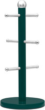 Essentials Mug Tree - Stainless Steel Green Colour Coated Cup Stand - with Six H