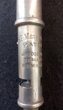 Metropolitan Double Ended Whistle Patent  Hudson 13 Barr St antique Scarce 