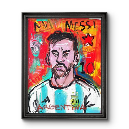 Aleph hand painted 11x14 messi - hand,