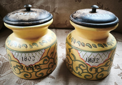 Pair yellow earthenware pot - yellow,