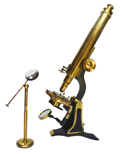 Antique brass microscope - antique,