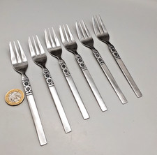 6 Vintage Mid Century Oneida Northland Artistic Stainless Pastry Cake Forks 15cm