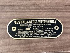 VW Westfalia T1 T2 Splits screen bus brass badge as original for tow bar C9766