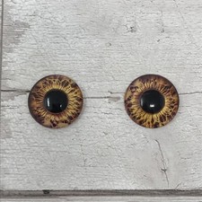 Pair of gold glass eyes great for needle felting, taxidermy, cat eye (454)
