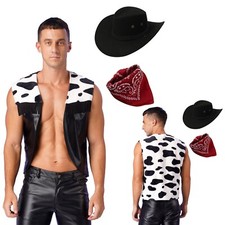 Mens Vest Cow Print Cowboy