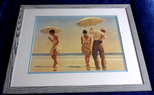 Large Framed + Mounted Jack Vettriano Print The Beach Days Collection 87cm x 67