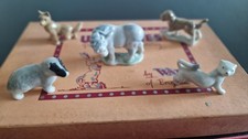 Boxed Set Of Whimsies Porcelain Miniatures Pony,Retriever,Fox Cub,Badger, Stoat